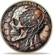RYUKENLM Memento Mori Coin 3D Skull Challenge Coins EDC Reminder Token Symbol of Life’s Fragility & Time’s Limitations Inspirational Stoicism Gifts for Daily Stoic Practice