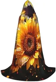 SKKNT Sunflower Beauty Print Halloween Hooded Cloak Full Length Cape With Hood For Men And Women For Carnival