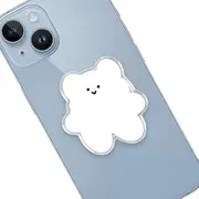 Phone Holder with Animal Bear, Cute Phone Grip, Collapsible Expandable Multi Functional Mobile Cell Phone Accessory, Suction Cup Phone Mount, Phone Grips for Back of Phone Grip Holder(White Bear)