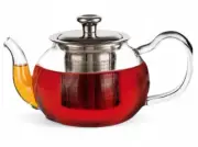 Glass Teapot with Stainless Steel Infuser Heat-Resistant Small Kettle 580ml