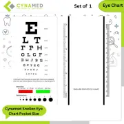 Cynamed Snellen Eye Chart Pocket Size Eye Testing Chart 6Ft Distance 7inchx4inch