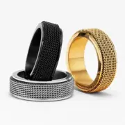 Simple Fidget Spinner Braid Men Rings Stainless Steel Women Jewelry Punk New