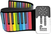 49 Key Roll Up Keyboard Piano, Portable Digital Electric Foldable Piano Keyboard, Rechargeable, 8 Tones, 6 Educational Demo Songs, for Beginners Adults Color 49-Key