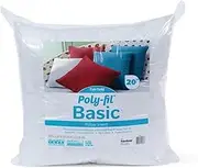 Fairfield Poly-Fil Basic Inserts Ideal, Travel Pillows, and Home Decor, Zippered, Non-Woven Cover, Spot Clean, 20” Square, White