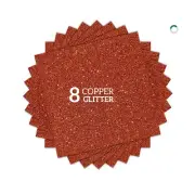 2 Packs x 8 sheets Copper Orange Glitter HTV Heat Transfer Vinyl Bundle