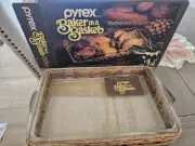 Vintage Pyrex Glass Baker In A Basket 3 Quart Casserole Dish Pan New In Box 9x13