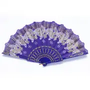 Purple Glitter Hand Fan Beautiful Colour Butterfly Design Fold Out Party