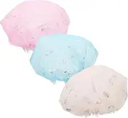 AUTSUPPL 3 Pcs Mesh Hot Stamping Shower Cap Shower Caps Hats Shower Cap Shower Cap for Shower Cap Makeup Cap Bathroom Shower Cap Shower Beanie Cap Bathing Cap Fiber