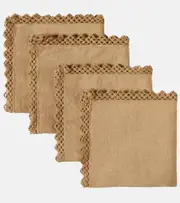 [Once Milano] Once Milano Set of 4 macramé linen napkins One Size beige
