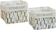 [T&T Homewares] Square Fabric Storage Bins Set [2 Pack] ,Storage Baskets,Canvas Fabric Storage Boxes, Foldable/Collapsible Nursery Basket ,Home Organization (The Matrix)