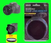 HOOD+UV FILTER+LENS CAP to NIKON B600 B 600 CAMERA, BOWER REVERSIBLE FLOWER HOOD