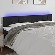Bed Headboard LED, Beds Head Frame LED Headboard Black 200 cm Velvet