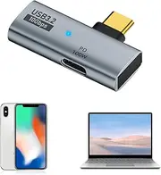 USB C OTG Adapter, Type C 100W PD Charging USB C to Dual USB C Splitter for iPhone 15 Pro Max, Google TV Chromecast 2020, MacBook, Samsung Galaxy S22/S23 (Grey)