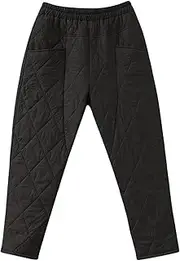 [Tadill] Winter Warm Down Pants Compression Snow Pants with Pockets Utility Lightweight Soft for Running Camping