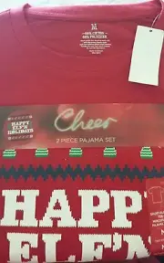 Cheer MEN'S Happy Elf'n Holidays' Pajamas Set Fleece Christmas- MEDIUM