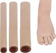 Skeerthy Toe Cushion Tube Multi Size 3 Sizes Cuttable Elastic Fabric Toe Sleeve Protectors with Gel Lining, Toe Cushion Tube Toe Tubes Sleeves Soft Gel Corn Pad Protectors for Toes Fingers Blisters