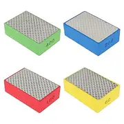 4Pcs Diamond Hand Polishing Pads, 60# 100# 200# 400# Reusable Sanding Block Kit, Dry and Wet Wear Resistant Grinding Pad, Handheld Polishing Tool for Glass Granite Marble Concrete Stone Metal Wood (B)