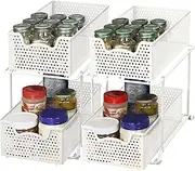 SimpleHouseware 2 Pack 2 Tier Pull Out Sliding Drawer for Under Sink Storage and Pantry Organiser, White