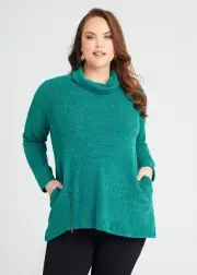 ts Taking Shape Jumper Size 16-18Textured Roll Neck Zip Hem Style NWT