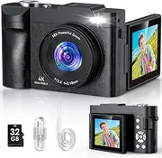 Digital Camera,4K 48MP Autofocus Vlogging Camera with 16X Digital Zoom,2.8 inch 180° Flip Screen Camera with 32GB SD Card for Teenagers, Beginners,Adults
