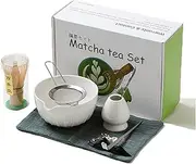 Fleymu Matcha Set with Matcha Broom | Matcha Whisk, Matcha Tea Set, Ceramic Matcha Bowl, Tea Strainer, Matcha Broom Holder, Stainless Steel Shovel, 8 Pieces Matcha Tea Sets, High-Quality Matcha Tea
