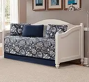 Luxury Home Collection 5 Piece Daybed Quilted Reversible Coverlet Bedspread Set Floral Printed Navy Blue White Gray