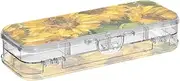Yoogain Sunflowers Plastic Box For Pencils Double Layer Hard Pens Case For Stationery With Snap And Lid