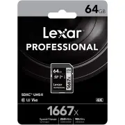 Lexar Professional 1667X V60 64GB 250MB/s Read & 90MB/s Write Silver Series SD Card
