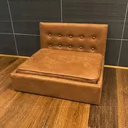 Luxury Pet Bed, Sofa, Couch,Lounge for Dog, Bed Faux Leather, Coffee Brown, for Small to Medium Dogs Up to 15kg,70x59x46 cm