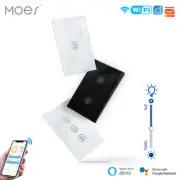 MOES 1/2/3Gang WiFi Smart Light Dimmer Switch Wall Touch Galss Alexa Google APP