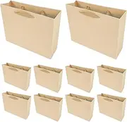 PACK4YA Paper Gift Bags, Present Bag with Handles for Birthday, Wedding, Christmas Party, Shopping, Baby Shower 27x8x21 cm (Brown, 10 Pieces)