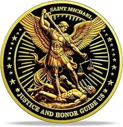 RYUKENLM Saint Michael Police Challenge Coin Police Officer Prayer Coins Law Enforcement Justice & Honor Medallion Thank You for Your Service Appreciation Token Gift for Police Officer Thin Blue Line