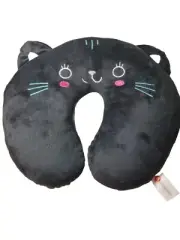HOMEWINS NWOT BLACK CAT NECK CUSHION w EMBROIDERED CAT FACE