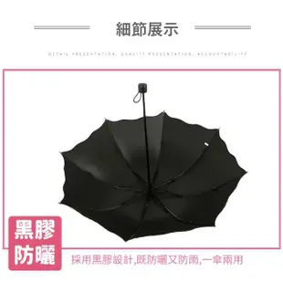 【遇水開花】加厚黑膠八骨三折變色傘(手動 抗紫外線 晴雨兩用 防曬傘 摺疊傘 遮陽傘 兩用傘 晴雨傘)