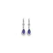 14k White Gold 8x5mm Pear Tsavorite leverback Earrings