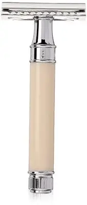 EDWIN JAGGER Imitation Ivory Handle Chrome Double Edge Safety Razor