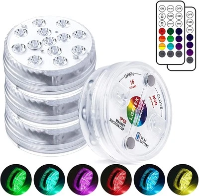 Submersible LED Pool Lights with Remote, 16 Color Changing Battery Operated
