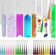 8 Pcs Bookmark Resin Molds, FineGood Resin Molds with Tassels DIY Bookmark Epoxy Resin Moulds Silicone for Resin Casting Crafts