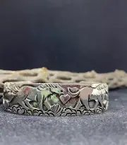 Native American Navajo Double Sided Story Teller horse sterling silver Bracelet