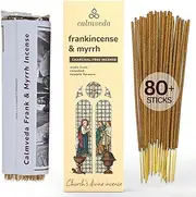 Calmveda Church Frankincense and Myrrh Incense - (80 Sticks) Charcoal Free Incense, Made from upcycled Flowers | Used as Spiritual Healing Incense in Church (Handmade Olibanum Incense)