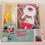 2, Wooden Lacing Card Paper Doll Sets, African American Santa & Elf, Kids Crafts