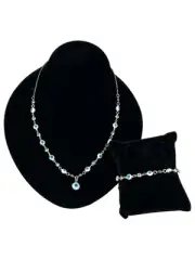 Brazilian 18k White Gold Filled Evil Eye White 2pc Necklace & Bracelet.