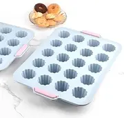 Guowall Silicone Canele Mold Cake Pan 20 Cups Jelly Tray Non-Stick Mini Muffin Cupcake Tin for Baking Tools with Metal Reinforced Frame -20 Cavity