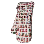 Anthropologie Christmas Fabric Oven Mitt Sample One of a Kind Naughty Nice Ho Ho