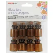 Glass Jars 26x13mm 8pk with Cork Stoppers