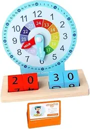 HANABASS 1Set Educational Wooden Clock for Learning Recognition with Simulated Clock Model for for Intellectual Development and Recognition