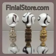 Chocolate Swirl Marbled Glass 1" Ball Lamp Finial Nickel/Polished/Antique Bases