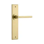 Iver Baltimore Door Lever Handle on Chamfered Backplate Brushed Brass
