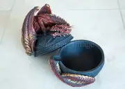 Red-Gold Celtic Dragon 6.5" Orb Jewelry Trinket Box Hand Painted 'Stone' Finish