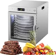 Stainless Steel Food Dehydrator 10/12 Trays, 360° Automatic Rotation Dehydrator Food Dryer, 30-90℃ Temp & 24 Hours Timer Independently Control, Fruit Dryer Jerky Dehydrator for Dog Treats, Musroom